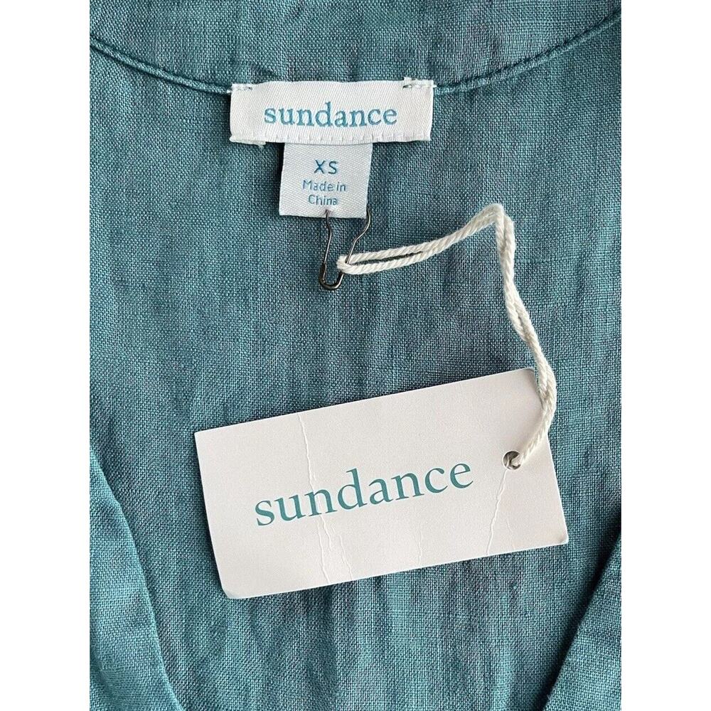 Sundance 100% Linen Teal Boho Dress Oversized Fit XS Fits Medium NWT Coastal - Picture 3 of 7